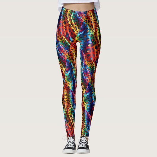 Rainbow Leopard Print Leggings | Bold Colorful (Devant)