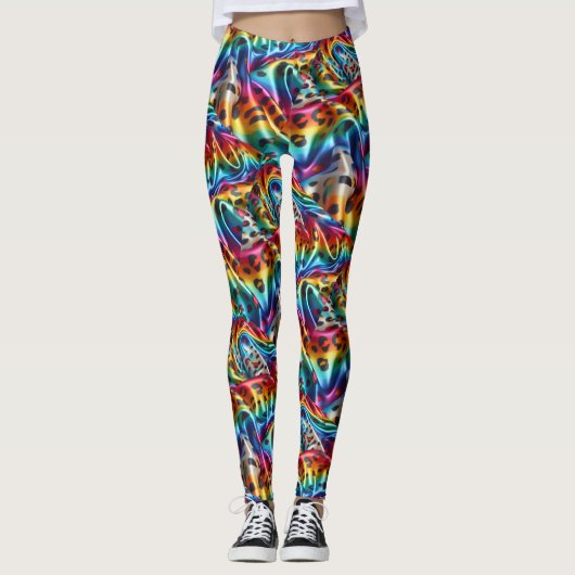 Rainbow Leopard Print Leggings | Psychedelic (Voorkant)