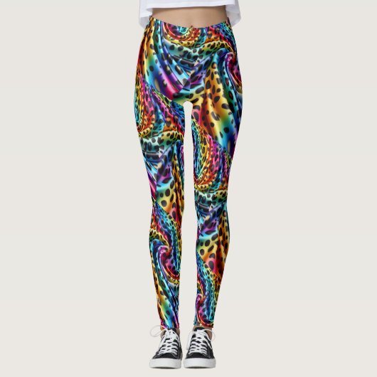 Rainbow Leopard Print Leggings | Psychedelic (Voorkant)