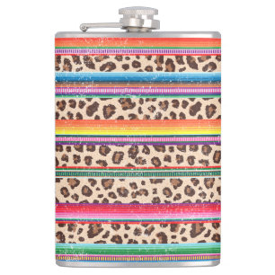 Rainbow Leopard Print Modern Girly Animal Pattern Heupfles