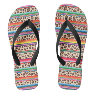 Rainbow Leopard Print Modern Girly Animal Pattern Teenslippers