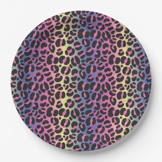 Rainbow Leopard Print Papieren Bordje (Voorkant)