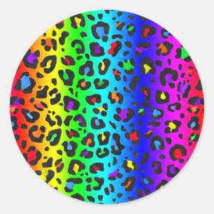 Rainbow Leopard Print Ronde Sticker