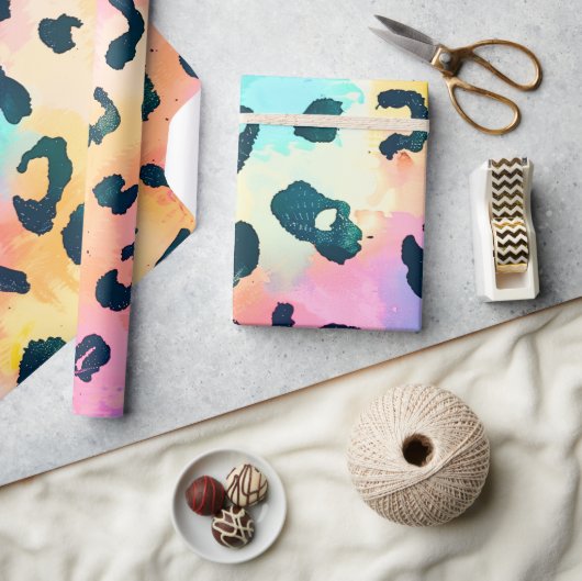 Rainbow Leopard Print Safari Animal Cadeaupapier (Crafts)
