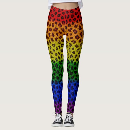 Rainbow Leopard Skin Leggings (Voorkant)