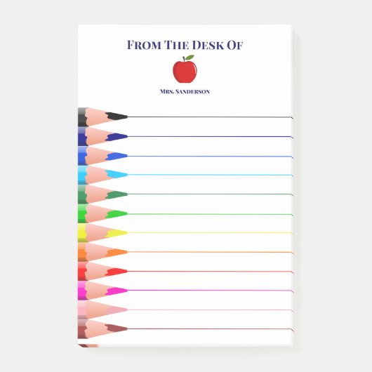 Rainbow leraar leraarsnaam Pencils Lined Post-it® Notes (Voorkant)