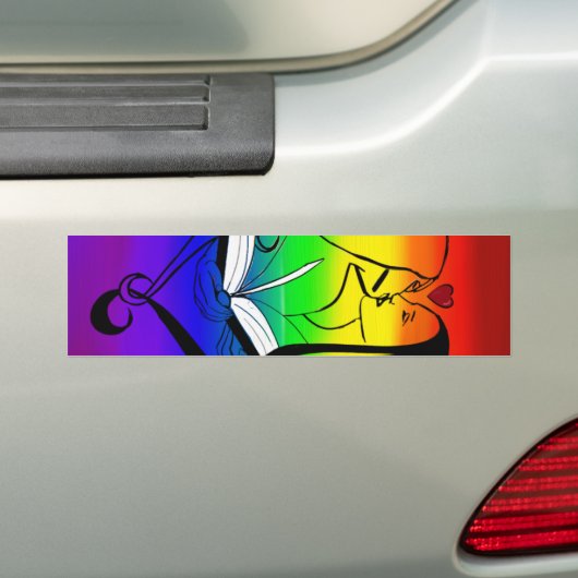 Rainbow Lesbian Romance Bumpersticker (Op auto)