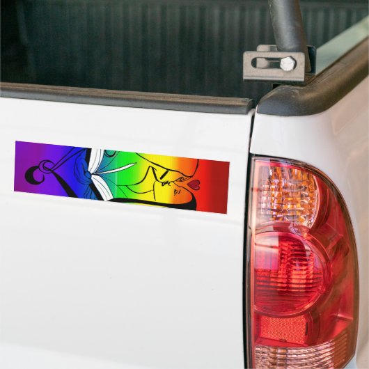 Rainbow Lesbian Romance Bumpersticker (Op Truck)