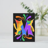 Rainbow Letter M Monogram Abstract Briefkaart (Staand voorkant)