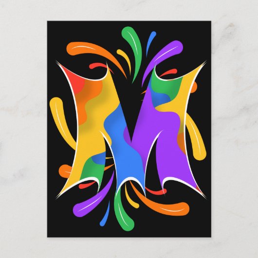 Rainbow Letter M Monogram Abstract Briefkaart (Voorkant)