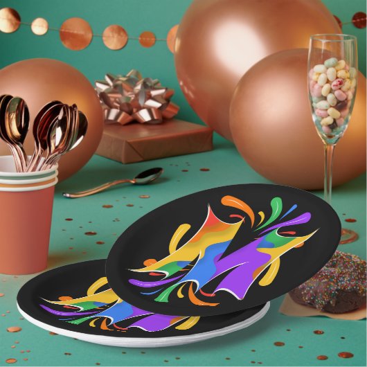 Rainbow Letter M Monogram Abstract Papieren Bordje (Multi)