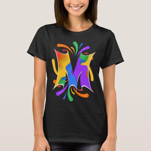 Rainbow Letter M Monogram Abstract T-shirt (Voorkant)