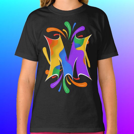 Rainbow Letter M Monogram Abstract T-shirt