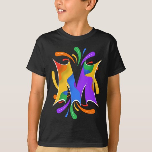 Rainbow Letter M Monogram Abstract T-shirt (Voorkant)