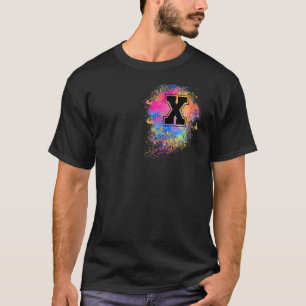 Rainbow Letter X Initiaal Monogrammen kleurrijk ro T-shirt