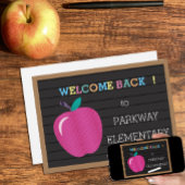 Rainbow Letters Apple Back 2 School Invitation num