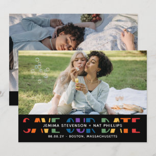 Rainbow Letters Black LGBTQ+ Typografie Save The Date