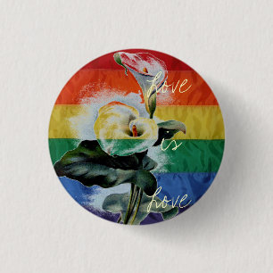 Rainbow LGBT Flag  Calla Lily Love Ronde Button 3,2 Cm