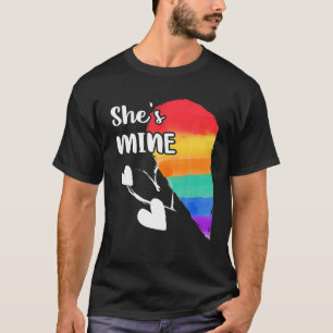 Rainbow LGBT Heart Ze is van mij voor koppels Gay T-shirt
