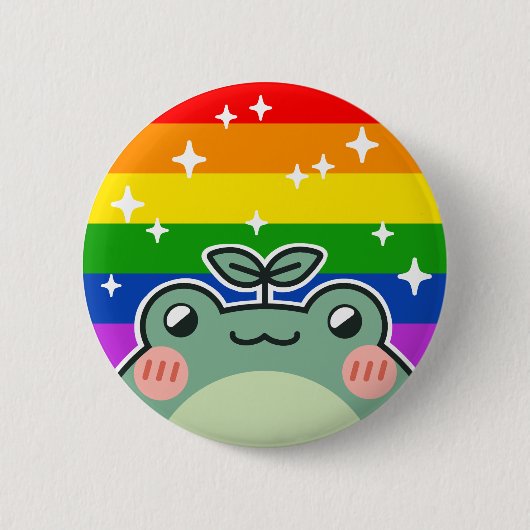 Rainbow LGBT Pride Flag Frog Button (Voorkant)