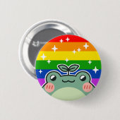 Rainbow LGBT Pride Flag Frog Button (Voorkant /achterkant)