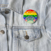 Rainbow LGBT Pride Flag Frog Button (In situ)