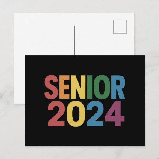 Rainbow LGBT Pride Senior 2024 Afstuderen Briefkaart (Voorkant / Achterkant)