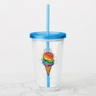Rainbow LGBTQ+ Pride Ice Cream Acryl Drinkbeker
