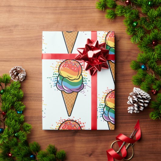 Rainbow LGBTQ+ Pride Ice Cream Cadeaupapier (Feestdagen Geschenken)