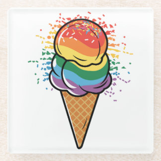 Rainbow LGBTQ+ Pride Ice Cream Glazen Onderzetter