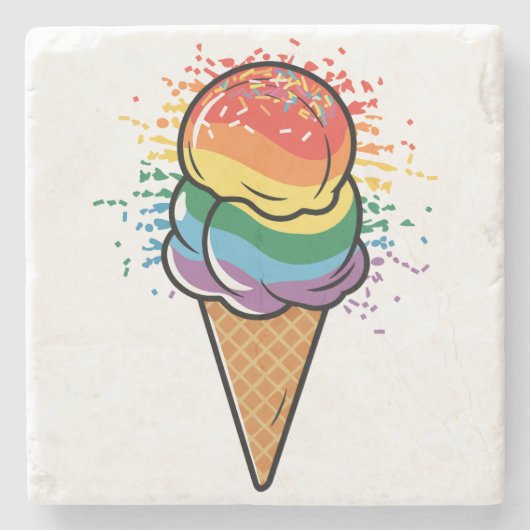 Rainbow LGBTQ+ Pride Ice Cream Stenen Onderzetter (Voorkant)