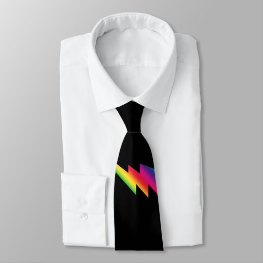 Rainbow Lightning Bolt Ribbon Gay Pride Mannen Stropdas (Gebonden)