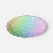 Rainbow Lights Sparkle Hearts Glitter Party Borden Papieren Bordje (Gekanteld)