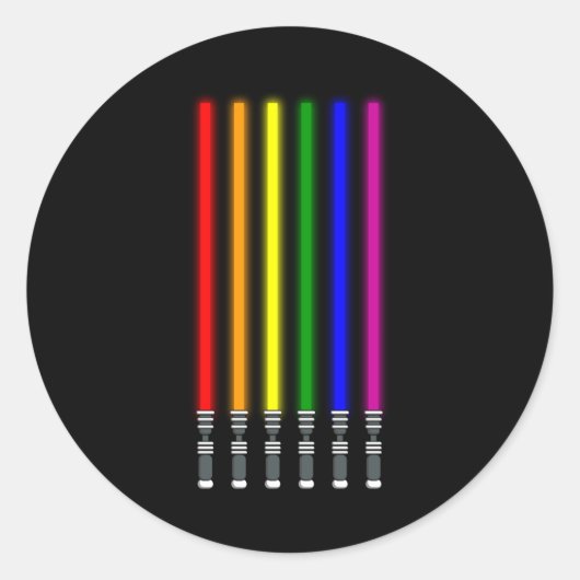 RAINBOW LIGHTSABER LGBT Pride Month LGBTQ Rainbow Ronde Sticker (Voorkant)