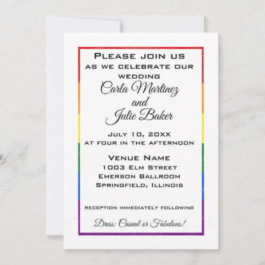 Rainbow Lijst Weddenschap Kaart (Voorkant)