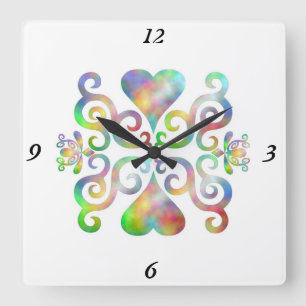 Rainbow Lily en Heart Vierkante Klok