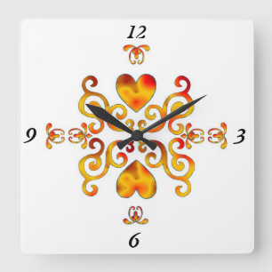Rainbow Lily en Heart Vierkante Klok