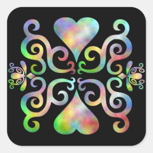 Rainbow Lily en Heart Vierkante Sticker