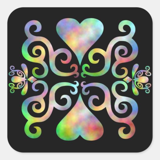 Rainbow Lily en Heart Vierkante Sticker (Voorkant)