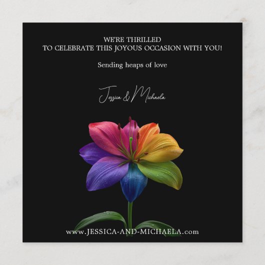 🌈 Rainbow Lily Save the Date — Square (Achterkant)