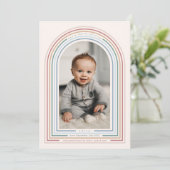 Rainbow Line Arch Birth Announcement Kaart (Staand voorkant)