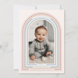 Rainbow Line Arch Birth Announcement Kaart