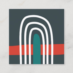 Rainbow line art, abstract boho design vierkante visitekaartje