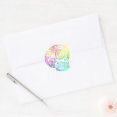 Rainbow Lines Sugar Skull in Love Ronde Sticker (Envelop)