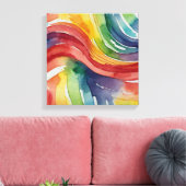 Rainbow Lines Waterverf kunst aan de muur Canvas Afdruk (Insitu (Woonkamer))
