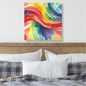 Rainbow Lines Waterverf kunst aan de muur Canvas Afdruk (Insitu (Slaapkamer))