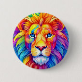 Rainbow Lion Head kleurrijk Ronde Button 5,7 Cm (Voorkant)