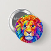Rainbow Lion Head kleurrijk Ronde Button 5,7 Cm (Voorkant /achterkant)