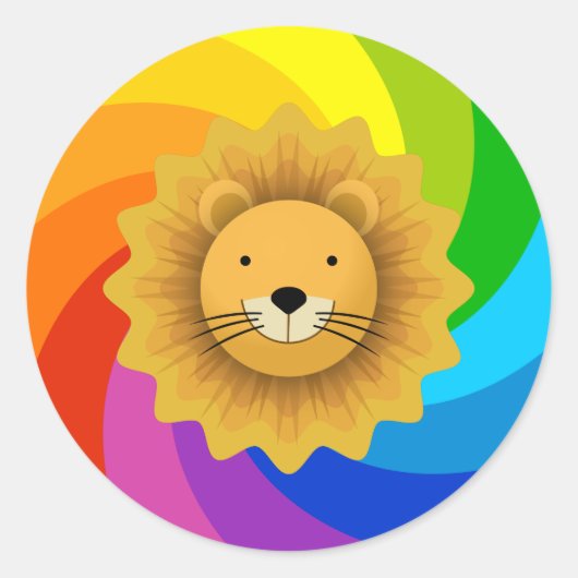 Rainbow Lion Ronde Sticker (Voorkant)