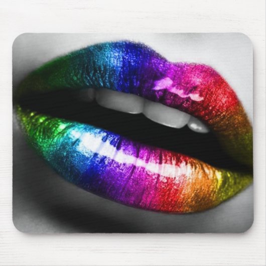 Rainbow lips make-up, mousepad muismat (Voorkant)